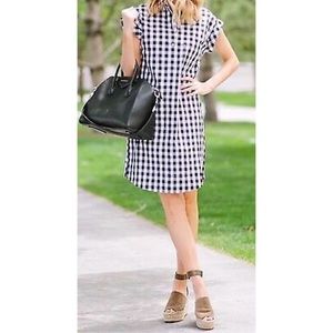 J. CREW GINGHAM SHIRT DRESS SHORT SLEEVES COTTON